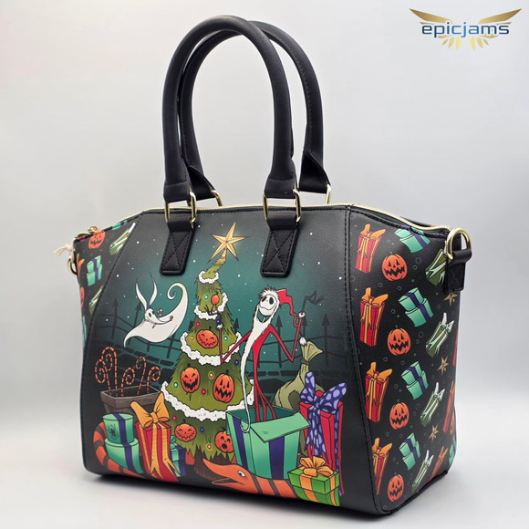 Loungefly Disney Nightmare Before Christmas Sandy Claws Zero Black Satchel Bag - Picture 2 of 7